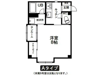 ドミール・クレセントA(1K/2階)の間取り写真