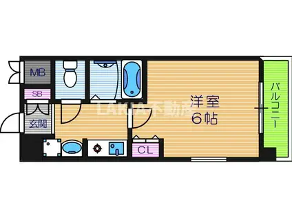 ラナップスクエア上本町(1K/3階)の間取り写真