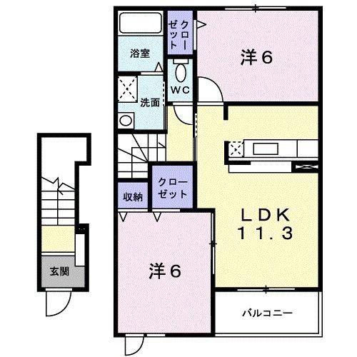 フローラ(2LDK/2階)の間取り写真