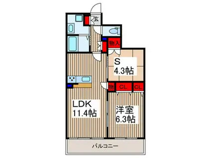 CALM RESIDENCE PROLOGUE(1SLDK/4階)の間取り写真