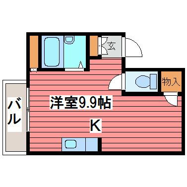 グリーンヒルシャトー(ワンルーム/4階)の間取り写真