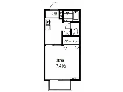 ハイム細小路II(1K/1階)の間取り写真