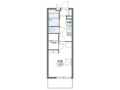 レオパレスかすやII(1K/3階)の間取り写真