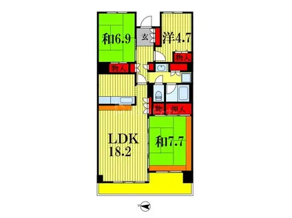 テレパレス西千葉(3LDK/6階)の間取り写真