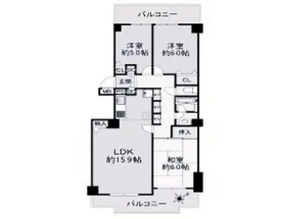 ダイアパレス名谷(3LDK/2階)の間取り写真