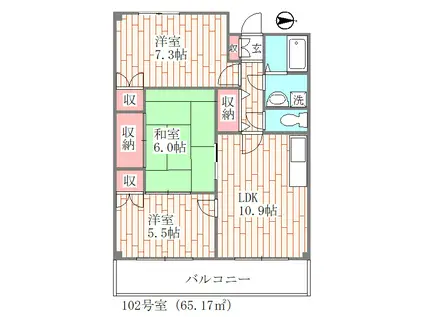 アーバンイースト(3LDK/5階)の間取り写真