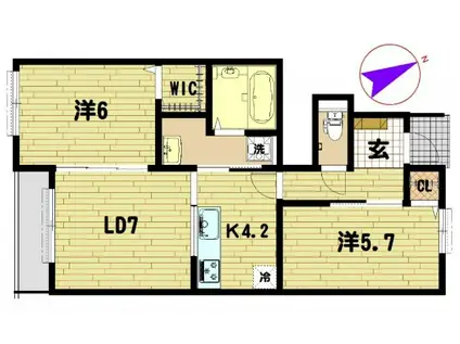 アムール久喜A棟(2LDK/1階)の間取り写真