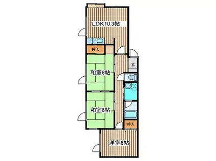 園部マンションⅢ(3LDK/2階)の間取り写真