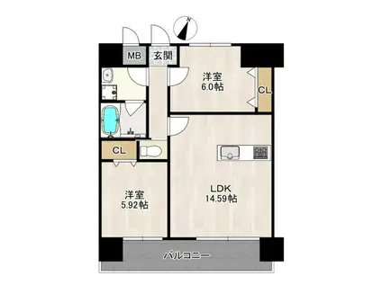 レクシア大日(2LDK/8階)の間取り写真