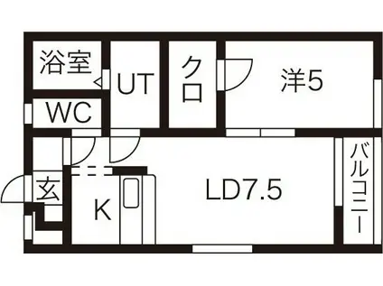 クリスタルリジェールD(1LDK/1階)の間取り写真