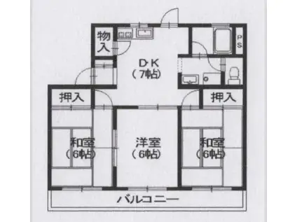 みどりマンション(3DK/1階)の間取り写真