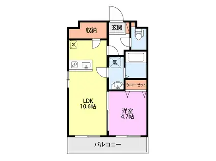 SUPERIAGE TOWER(1LDK/9階)の間取り写真