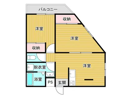 ヴォラーレ浜田(2DK/1階)の間取り写真