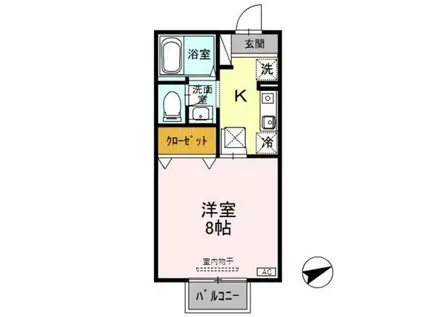 ビビッドK(1K/1階)の間取り写真