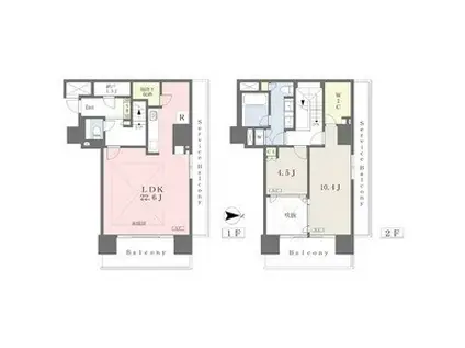 ブリリアタワー名古屋グランスイート(2LDK/19階)の間取り写真