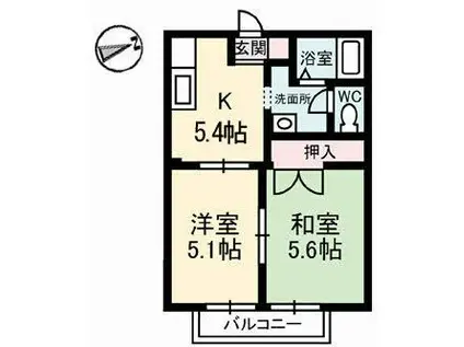 ツインマークIII(2K/1階)の間取り写真