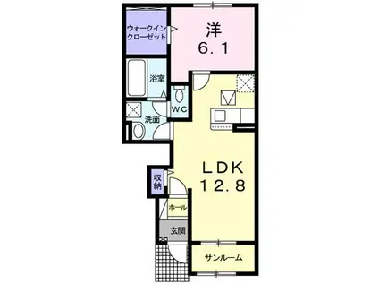 セイバリーS I(1LDK/1階)の間取り写真