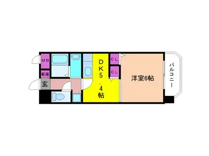 ウエストVILLA 21(1DK/2階)の間取り写真