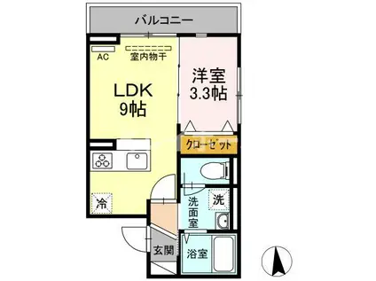 セジュール東糀谷(1LDK/3階)の間取り写真