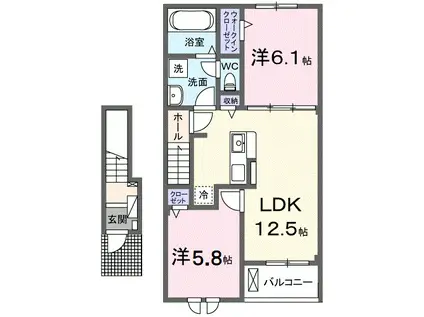 セレノ マーレII(2LDK/2階)の間取り写真