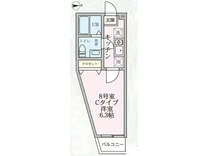 ジョイヒロック(1K/1階)の間取り写真