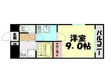 ヴォー・リバージュ境川(1K/4階)の間取り写真