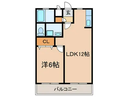 YKハイツ高丸(1LDK/2階)の間取り写真