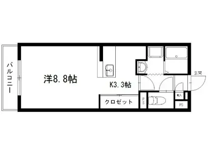 バンテージおりど(ワンルーム/2階)の間取り写真
