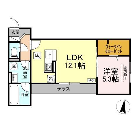 セステナリー開成(1LDK/1階)の間取り写真
