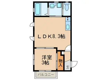 プライムIV(1LDK/2階)の間取り写真