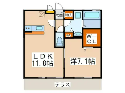 グランソーレII(1LDK/1階)の間取り写真