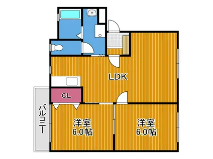 リバーサイド小車 5号棟(2LDK/2階)の間取り写真