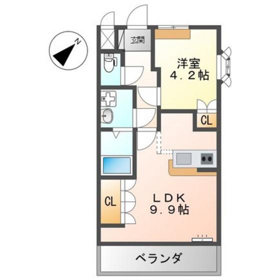 ヒールコートA&G(1LDK/2階)の間取り写真