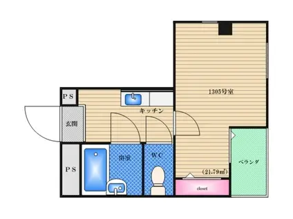 コンフィデンス花園(1K/14階)の間取り写真