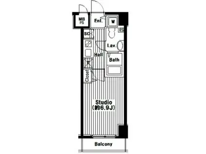 グランドガーラ芝公園(1K/7階)の間取り写真