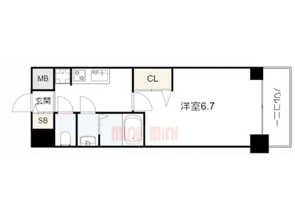 プレサンス ハーバーランド アンド・シー(1K/2階)の間取り写真