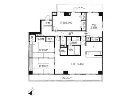 プラージュ司(4LDK/7階)の間取り写真