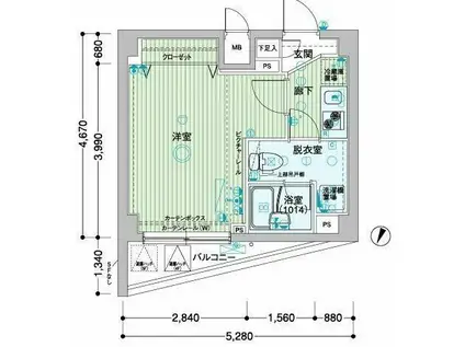 メインステージ板橋志村(1K/4階)の間取り写真