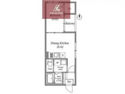 ハーモニーテラス平野ドゥエ(1DK/2階)の間取り写真