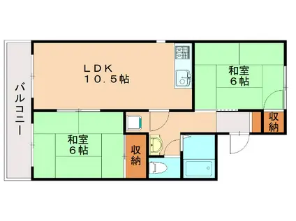 セジュール古賀(2LDK/1階)の間取り写真