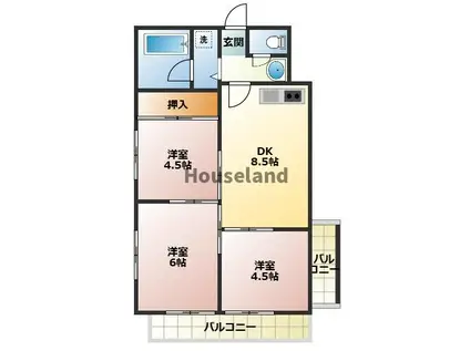 西村グリーンハイツ(3DK/3階)の間取り写真