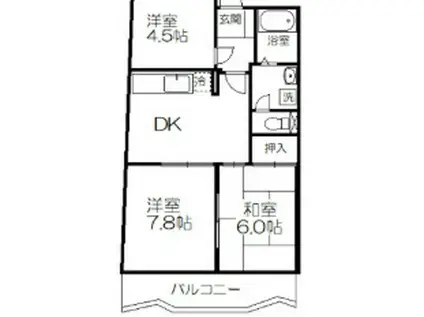 グリーンハイム田柄(3DK/5階)の間取り写真