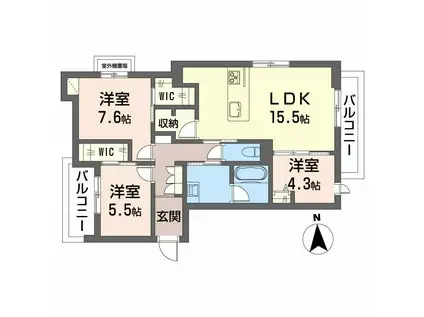 BELLE BLANCHE(3LDK/3階)の間取り写真