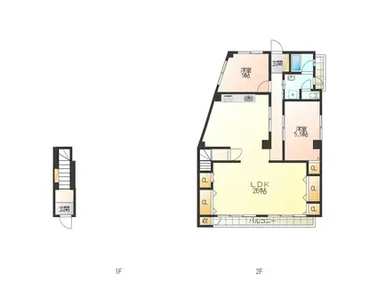 ＪＲ牟岐線 阿波富田駅 徒歩10分 3階建 築46年(2LDK/2階)の間取り写真