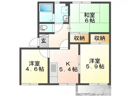 ヴィレッジキタB(3K/2階)の間取り写真