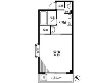 DANハイツ3(1K/1階)の間取り写真