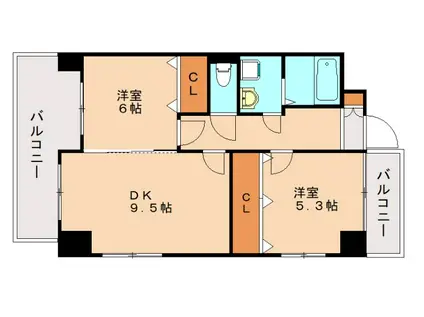 アテッサ南小倉(2DK/6階)の間取り写真