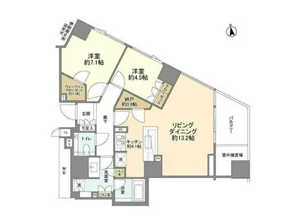 ザ・パークハウス西麻布レジデンス(2LDK/13階)の間取り写真