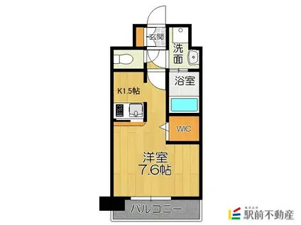 エンクレスト天神LARK(1K/3階)の間取り写真