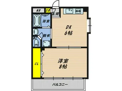 東洋プラザ京阪野江(1DK/7階)の間取り写真
